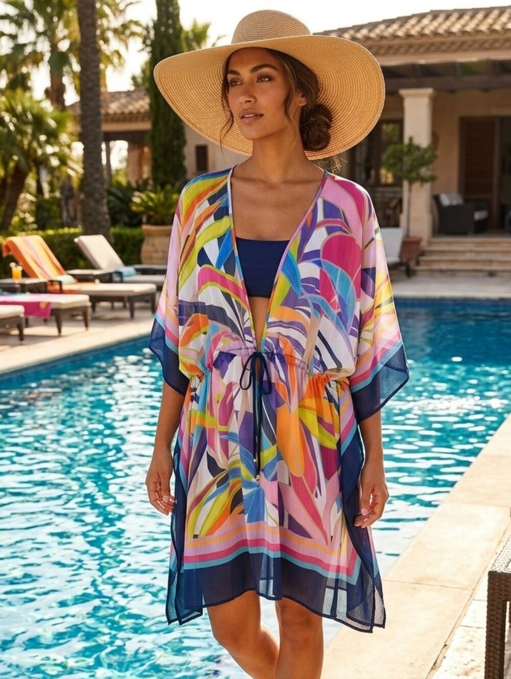 Bleu Rod Beattie Multicolor Abstract Swim Coverup -fits L-2X